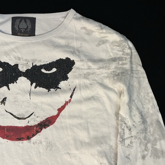 Salvage Joker Smile Face Gray Long-Sleeve Sweatshirt Mens XL 2008 DC Comics - Picture 3 of 12